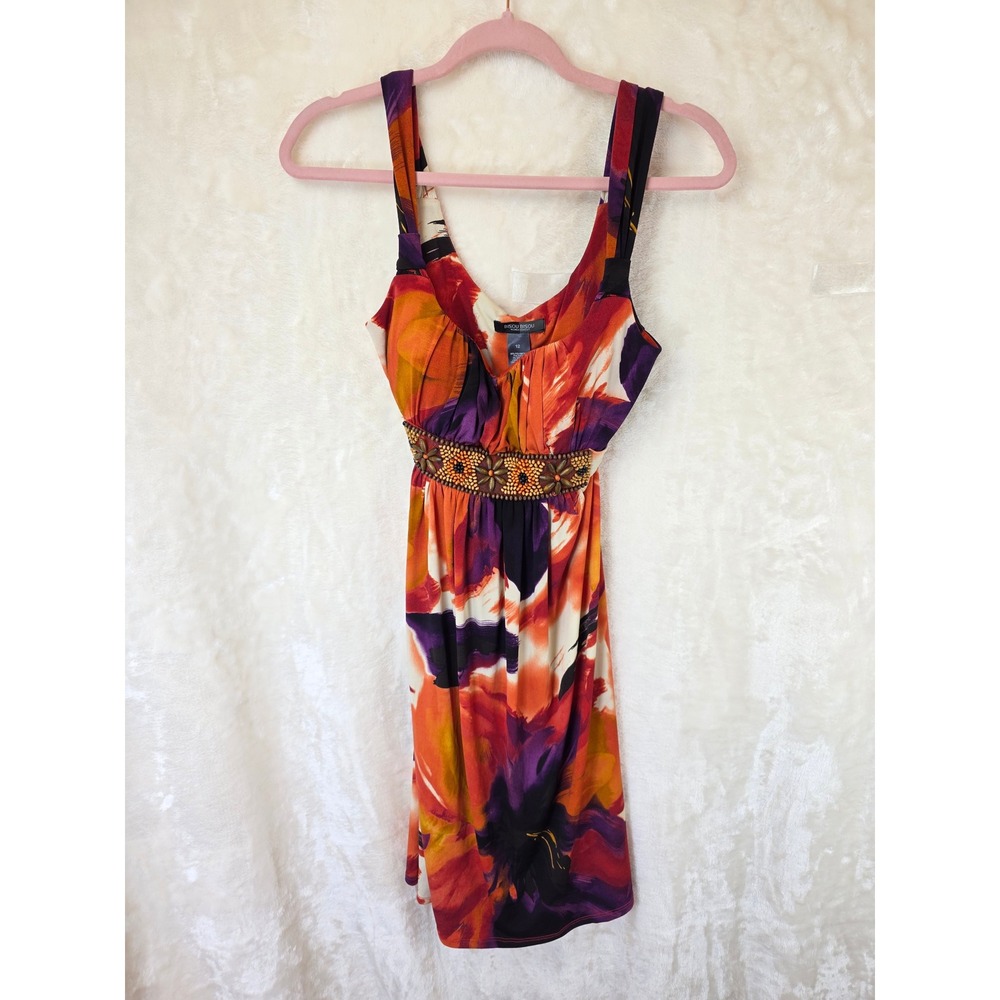 Vintage Y2K Bisou Bisou Michele Bohbot Abstract Floral Beaded Empire‎ Waist